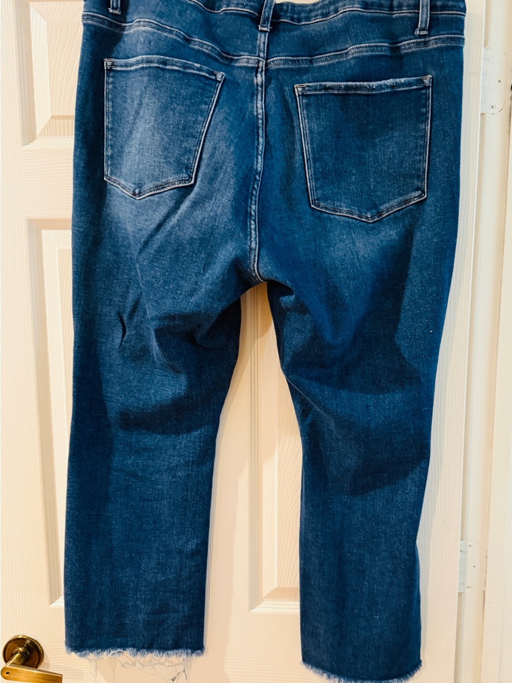 ARULA Dark Blue Cropped Frayed-Hem Jeans - Picture 2 of 3